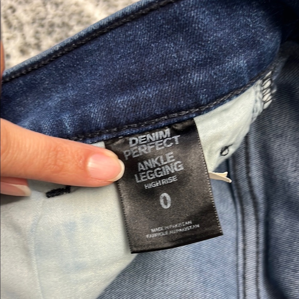 Express High Rise Distressed Blue Jeans - Picture 3 of 3